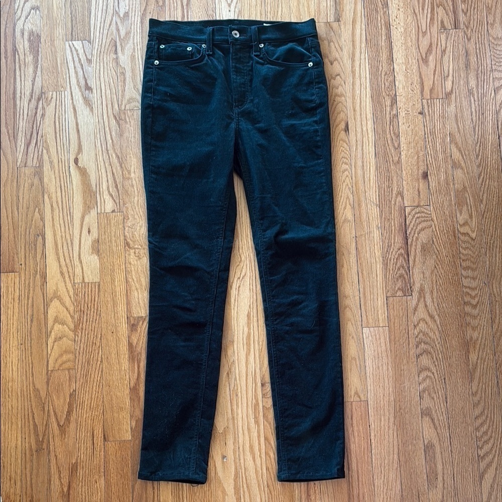 Rag & Bone sz 28 High Rise Skinny Green micro cord Jeans great condition zip fly